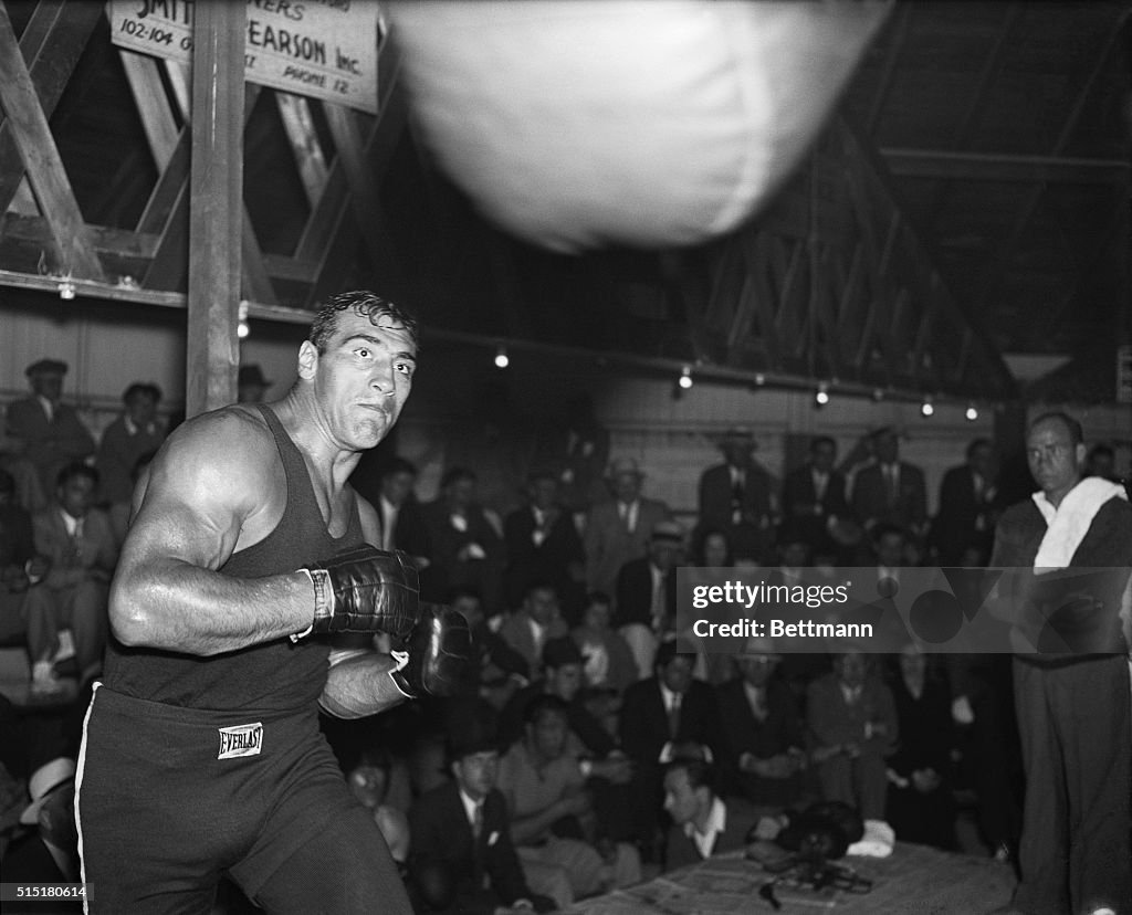 Primo Carnera Punching Bag in Training