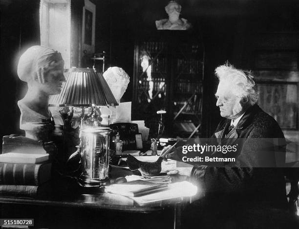 Bjornsterne Bjornson Writing At Desk, News Photo