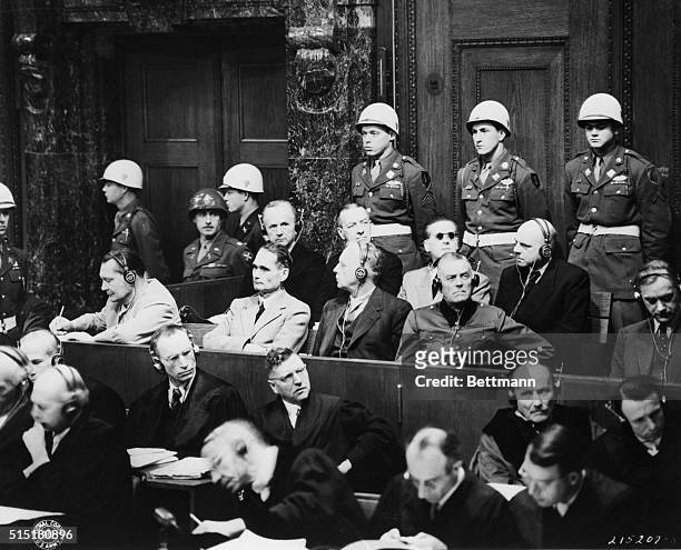 Nuremberg, Germany: Top Nazi leaders on trial in the Nuremberg Palace of Justice are interested as prosecutors begin introducing documents on the...