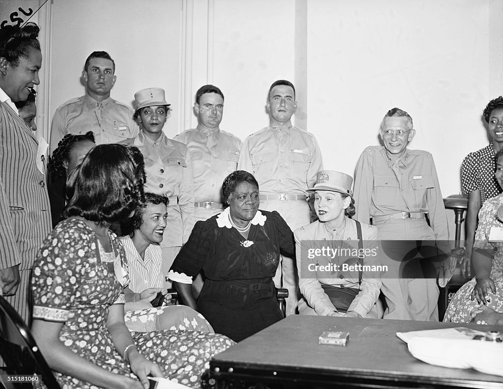Military Woman Discussing Training