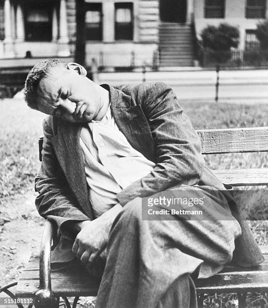 New York, NY-Weeges likes this picture of himself made by a girl photographer when he fell asleep in Washington Square Park. "I like this picture...