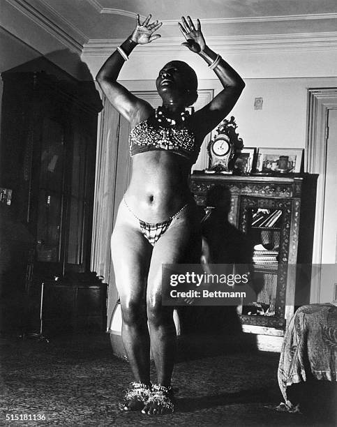 New York, NY- This dancer-model, according to Weegee, is Mexican painter Diego Rivera's favorite model. Here, she poses for a camera study. Photo...
