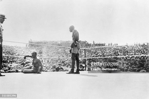 Reno, Nevada- Jack Johnson knocks out Jim Jeffries, who had come out of retirement. The battle, lasting 15 rounds, was staged on July 4, 1910 in...