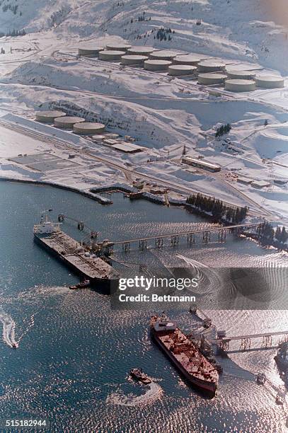 Valdez, Alaska: Oil tankers begin loading after the reopening of the Port of Valdez, which had been closed since the Exxon Valdez oil spill last week.