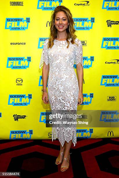 Actress Paten Hughes attends the premiere of "Long Nights Short Mornings" during the 2016 SXSW Music, Film + Interactive Festival at Alamo Lamar A on...