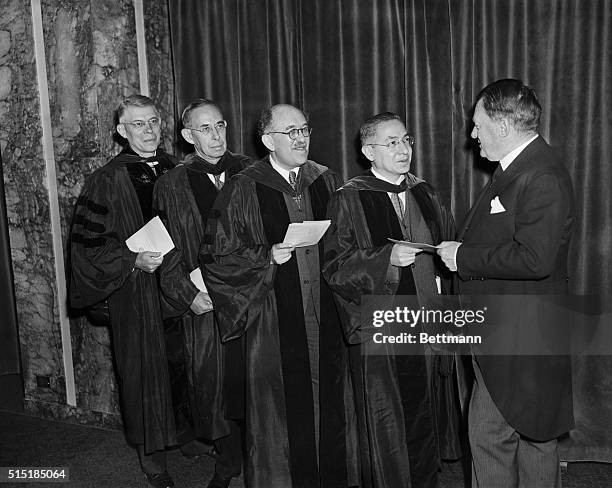 New York, New York- Pictured at a luncheon given for the presentation of the Nobel Prizes, arranged bu the American Scandinavian Foundation at the...