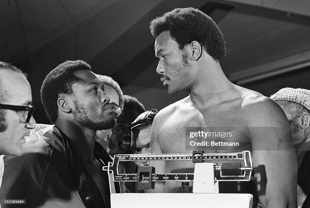 Joe Frazier and George Foreman Before Boxing Match