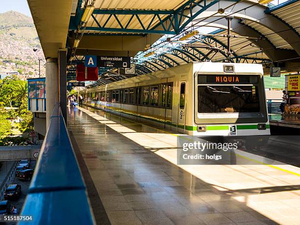 university station of the medellin metro - metro medellin stock pictures, royalty-free photos & images