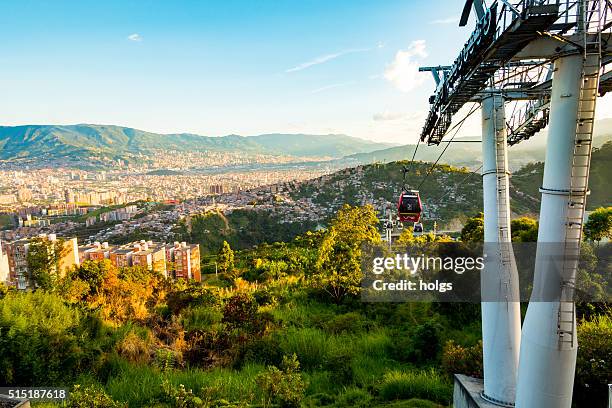 metro cable in medellin, colombia - metro medellin stock pictures, royalty-free photos & images