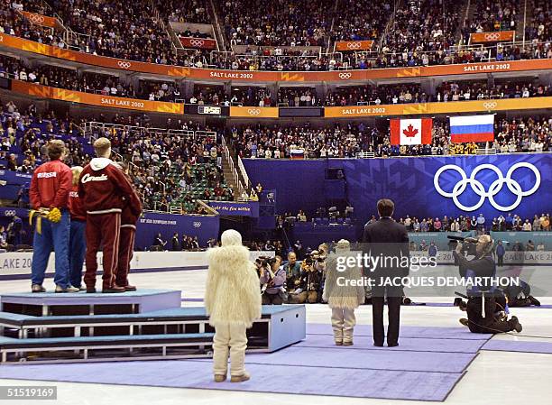 Canadian figure skating pair gold medalist Jamie Sale and David Pelletier, Russian pair gold medalist Elena Berezhnaya and Anton Sikharulidze and...