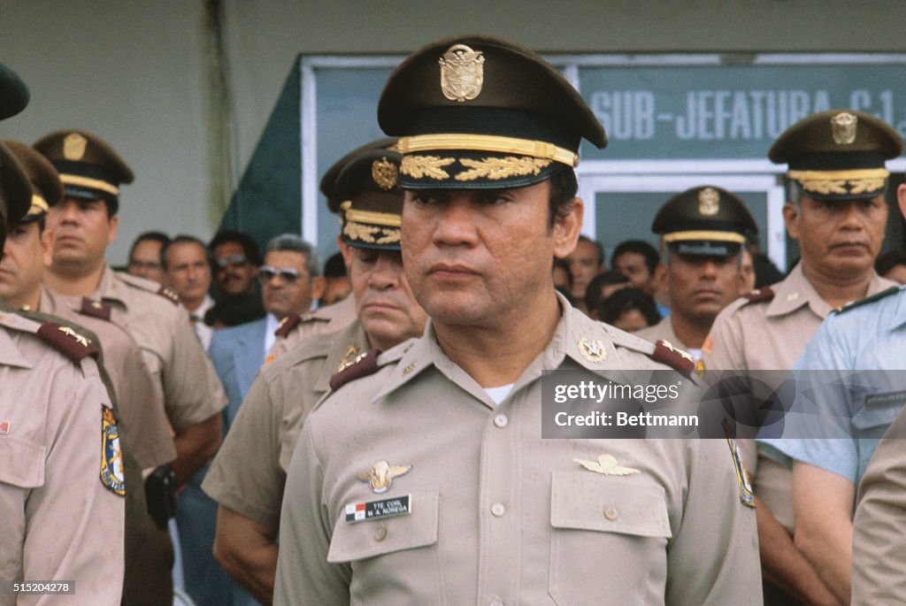 Manuel Noriega Standing at Attention