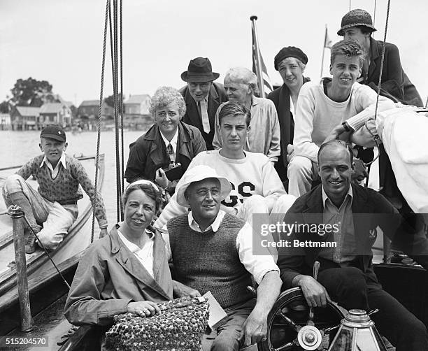 Southwest harbor, ME-Following a week's cruise in New England waters on the Amberjack II, President Roosevelt and three of his sons were joined by...