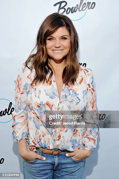 Actress Tiffani Thiessen hosts the Grand Opening of Bowlero on March 12, 2016 in Woodland Hills, California.