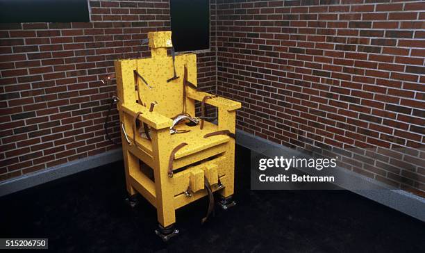 The electric chair at Holman Prison in Atmore, Alabama, USA. This electric chair will be used to execute prisoner John Louis Evan. | Location:...