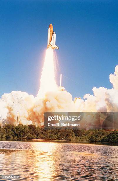 The final moments of the Space Shuttle Challenger as it leaves the launch pad on January 28, 1986.