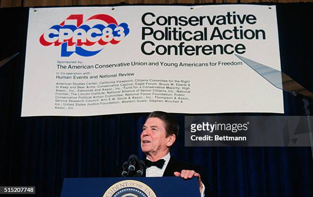 President Reagan speaking at the Conservative Political Action Conference.