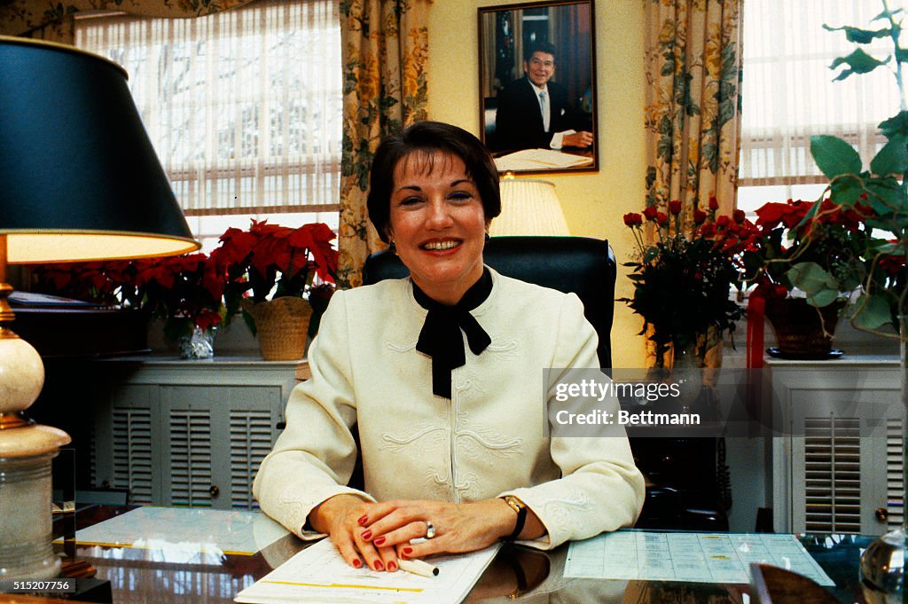 Elizabeth Dole Sitting in Office