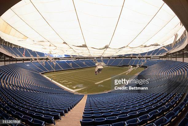 This is a view of the interior of the Hubert H. Humphrey Metrodome, as the dome is deflated.