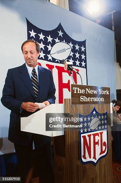 New York, New York: NFL Commissioner Pete Rozelle announces the first pick of NFL college draft 4/26. The Baltimore Colts selected Stanford's...