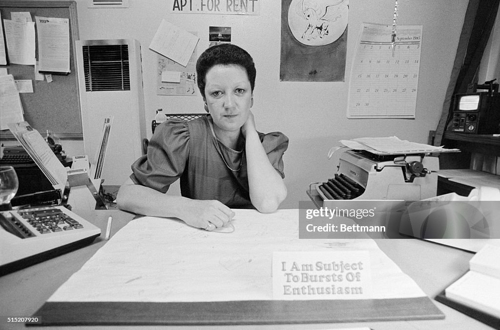 Abortion Advocate Norma McCorvey Posing in Her Office