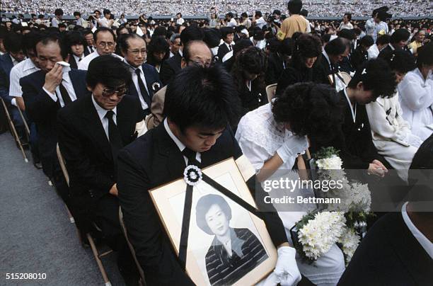 Seoul, South Korea: A memorial service for the 269 people killed in the Korean Air Lines tragedy attended by tens of thousands of angry South...