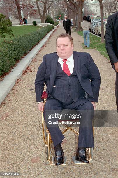 Washington: Larry Flynt, publisher of Huster magazine, arrives at the Supreme Court. The court is reviewing the constitutionality of the $200,000...