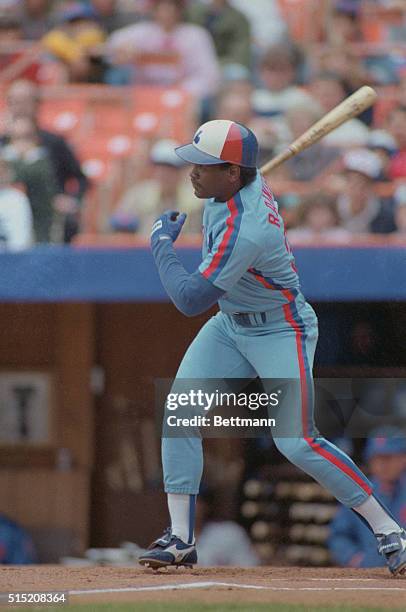 New York: In the first at-bat since rejoining the Montreal Expos yesterday, left-fielder Tim Raines tripled to right field in the first inning...