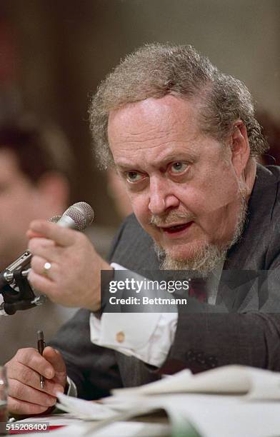 Robert Bork, judge for the US Court of Appeals for the District of Columbia Circuit, gestures during his testimony on the fifth day of his...