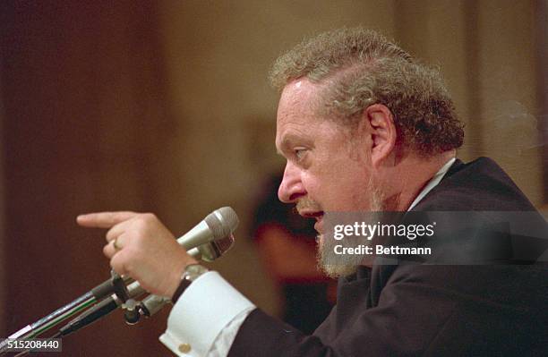 Washington: Senate Judiciary Committee Chairman Joseph Biden, D-Del. Points to Supreme Court nominee Robert Bork during the fourth day of Borks'...