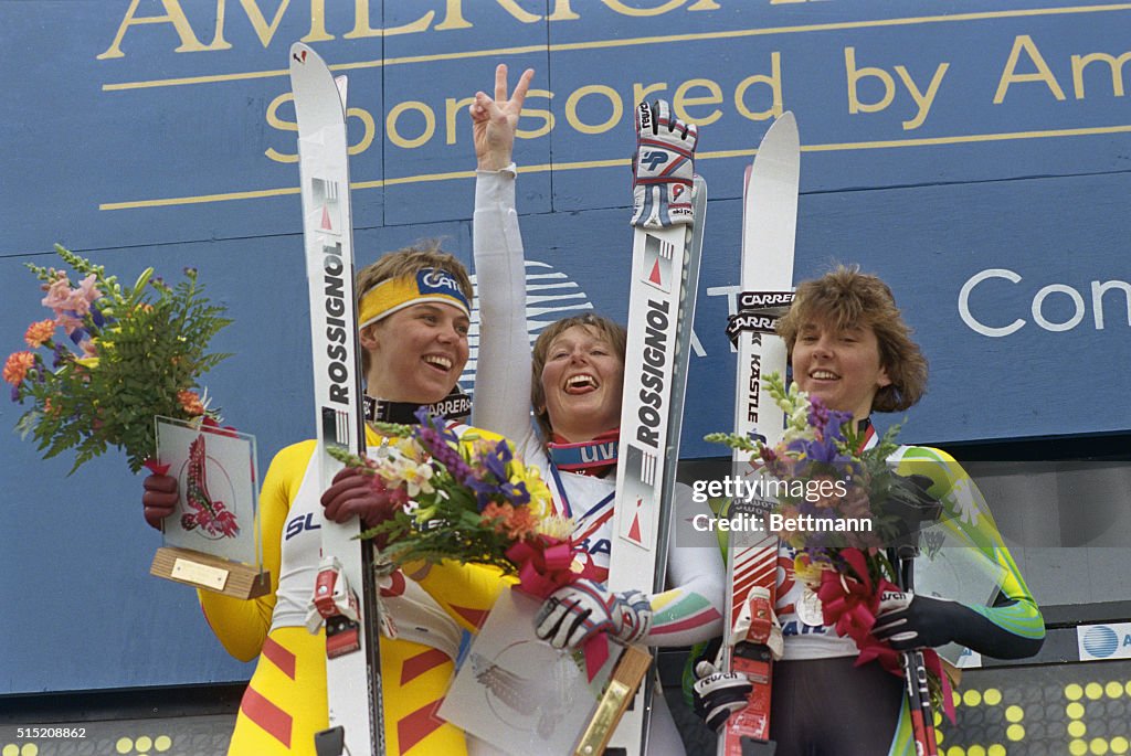 Super G Winners Posing on Awards Stand