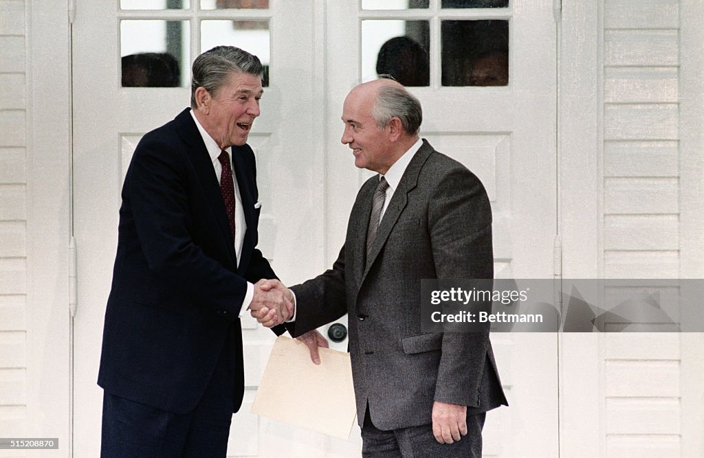 Gorbachev and Reagan Shake Hands