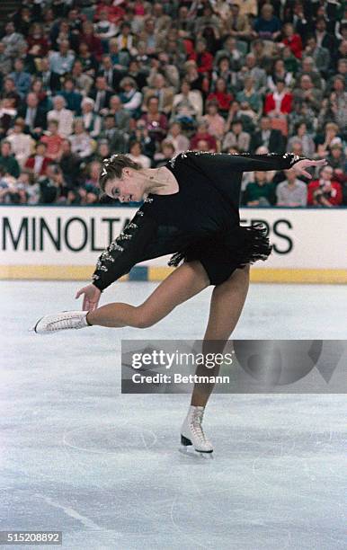 Cincinnati: East Germany's Katarina Witt is pictured during her free skating program at the World Figure Skating Championships. She won the told...