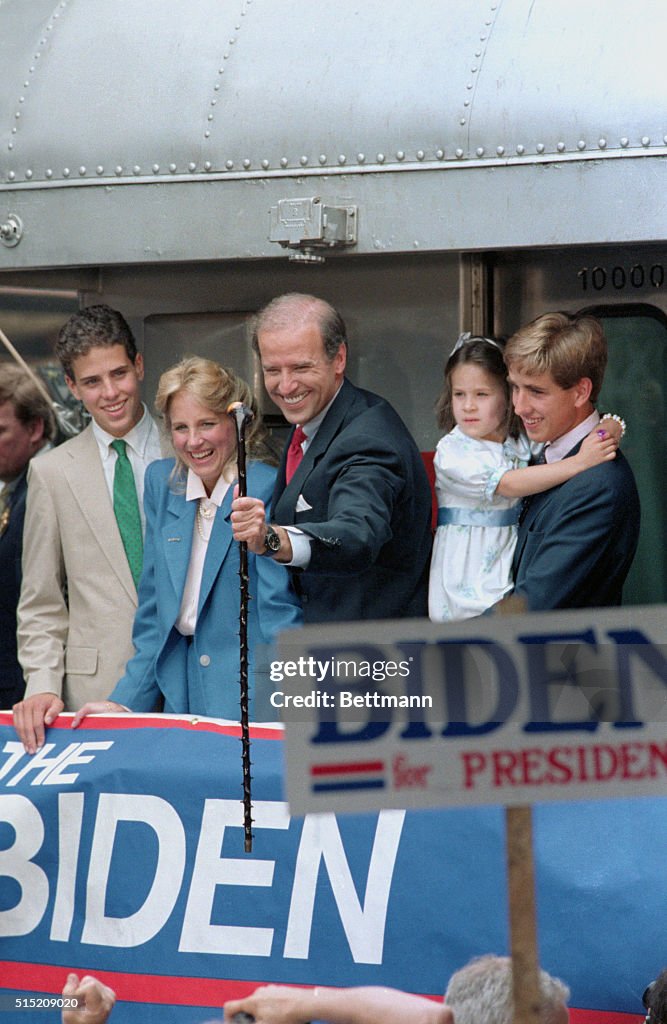 Senator Joseph Biden Accepting Gift from a Supporter