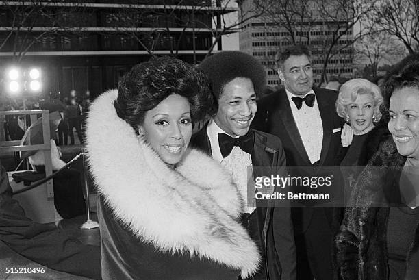 Actress Diahann Carroll, nominated for the "Best Performance by an Actress" award, for her part in the 1974 motion picture "Claudine," arrives for...