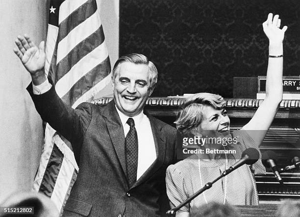 Walter Mondale and Geraldine Ferraro after Ferraro's selection as Mondale's Vice Presidential candidate for the 1984 Presidential election