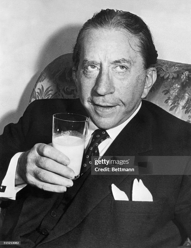 J. Paul Getty Drinking A Glass Of Milk