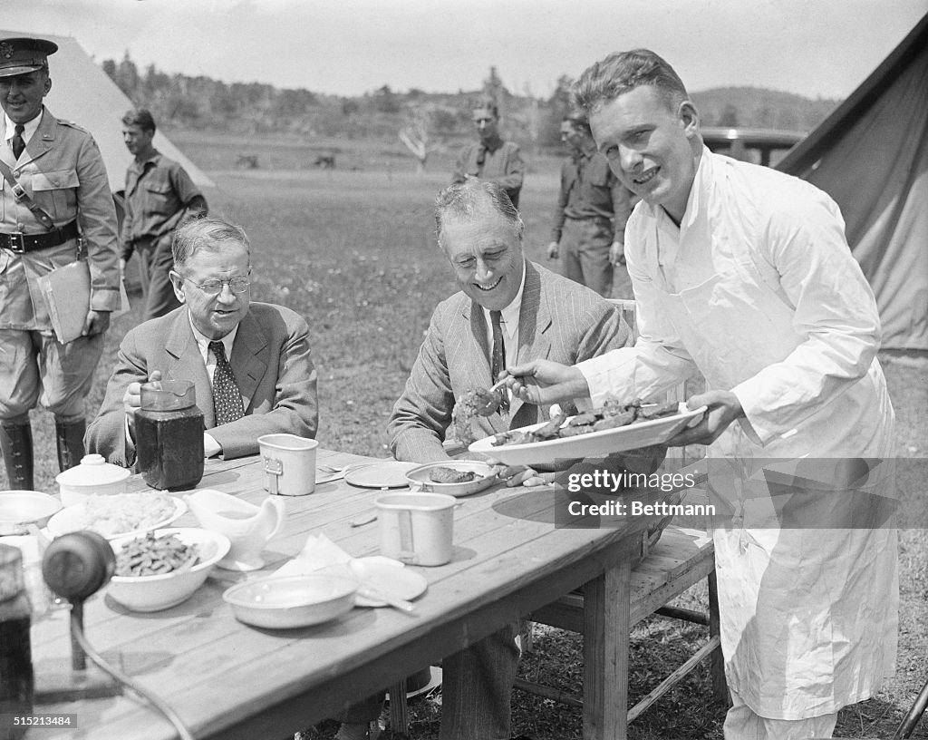 Pres. Roosevelt & Harold Ickes Eating