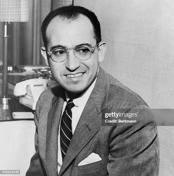 Pittsburgh, PA-ORIGINAL CAPTION READS: Dr. Jonas Salk, head of the University of Pittsburgh group that has developed a polio vaccine, was mentioned...