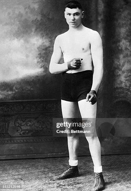 Oakland, CA- Here is the first picture ever taken of Jack Dempsey in fighting togs. The picture was taken in Oakland, CA, shortly after he fought Al...