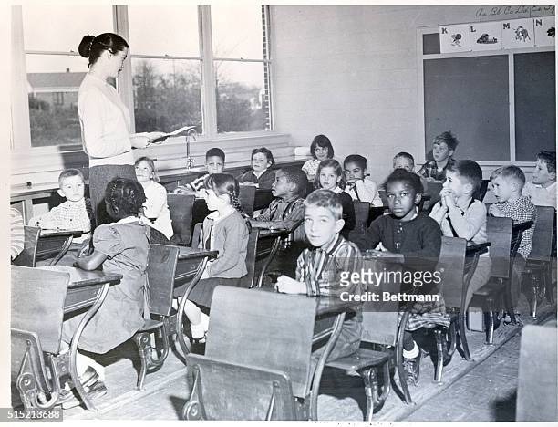 Rock Hill, SC - Scene at St. Anne Parochial School, the only integrated school in South Carolina. Joyce Dunne, of Boston, is the teacher in the...