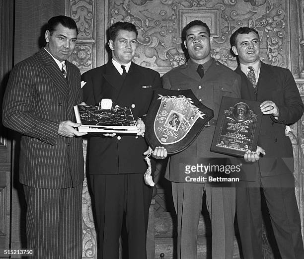 New York, NY- Four champs, gathered at the annual dinner of the Boxing Writers Association, at the Ruppert Brewery in New York City. Pictured ,...