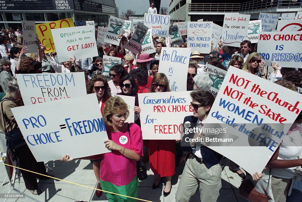 Pro-Choice Demonstrators with Picket Signs