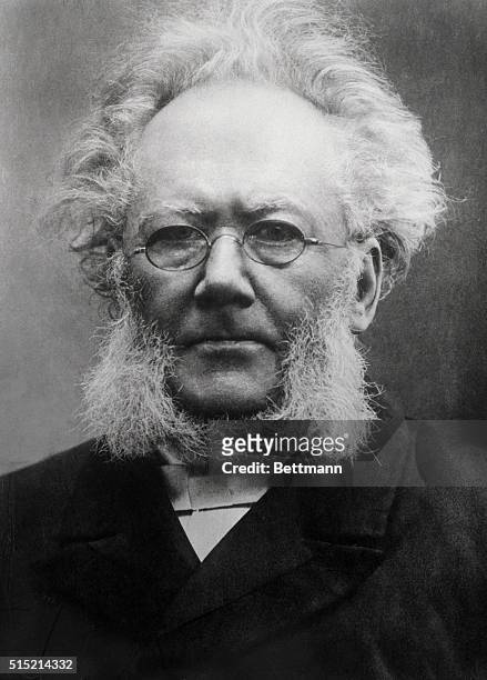 Close-up of Henrik Ibsen Norwegian novelist and playwright. Photo ca. 1896.