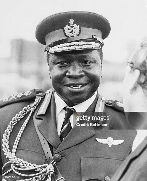 Ugandan President for Life Idi Amin in military attire.