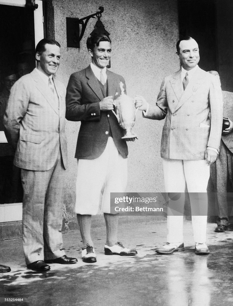 Johnny Farrell Receiving Golf Trophy