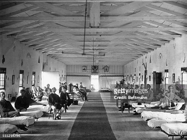 Injured soldiers at Armory Square Hospital during the United States Civil War.