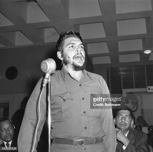 Cuban Economic Minister Che Guevara addresses the Inter-American Economic and Social Council of the Organization of American States in which he...