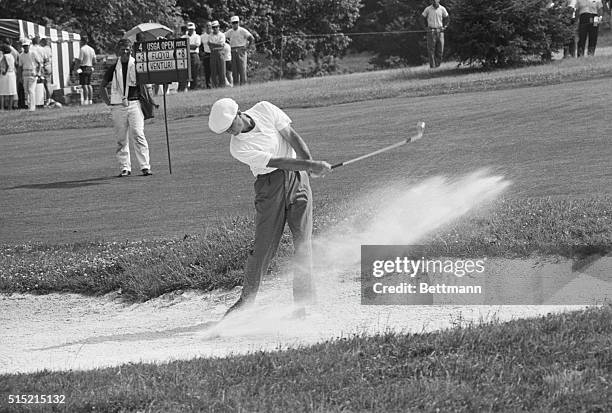 Bethesda, MD- Ken Venturi comes from the sand on the 9th hole at the Congressional Country Club, during the final round of play in the U.S. Open.