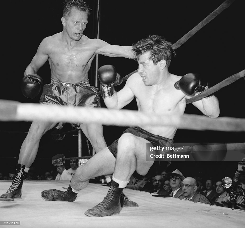 Rocky Graziano Falling to Tony Zale