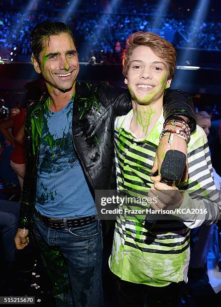 Actors John Stamos and Jace Norman attend Nickelodeon's 2016 Kids' Choice Awards at The Forum on March 12, 2016 in Inglewood, California.